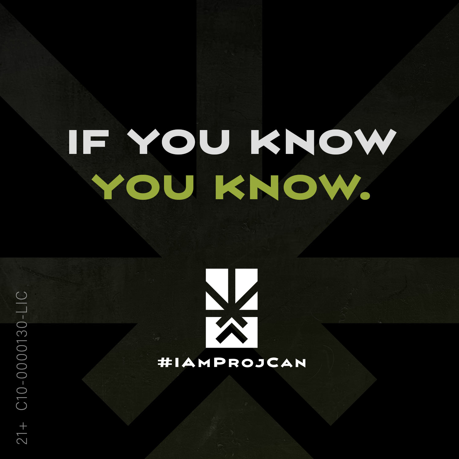 Black I’m ProjCan campaign graphic reading If You Know, You Know in white and green typography.