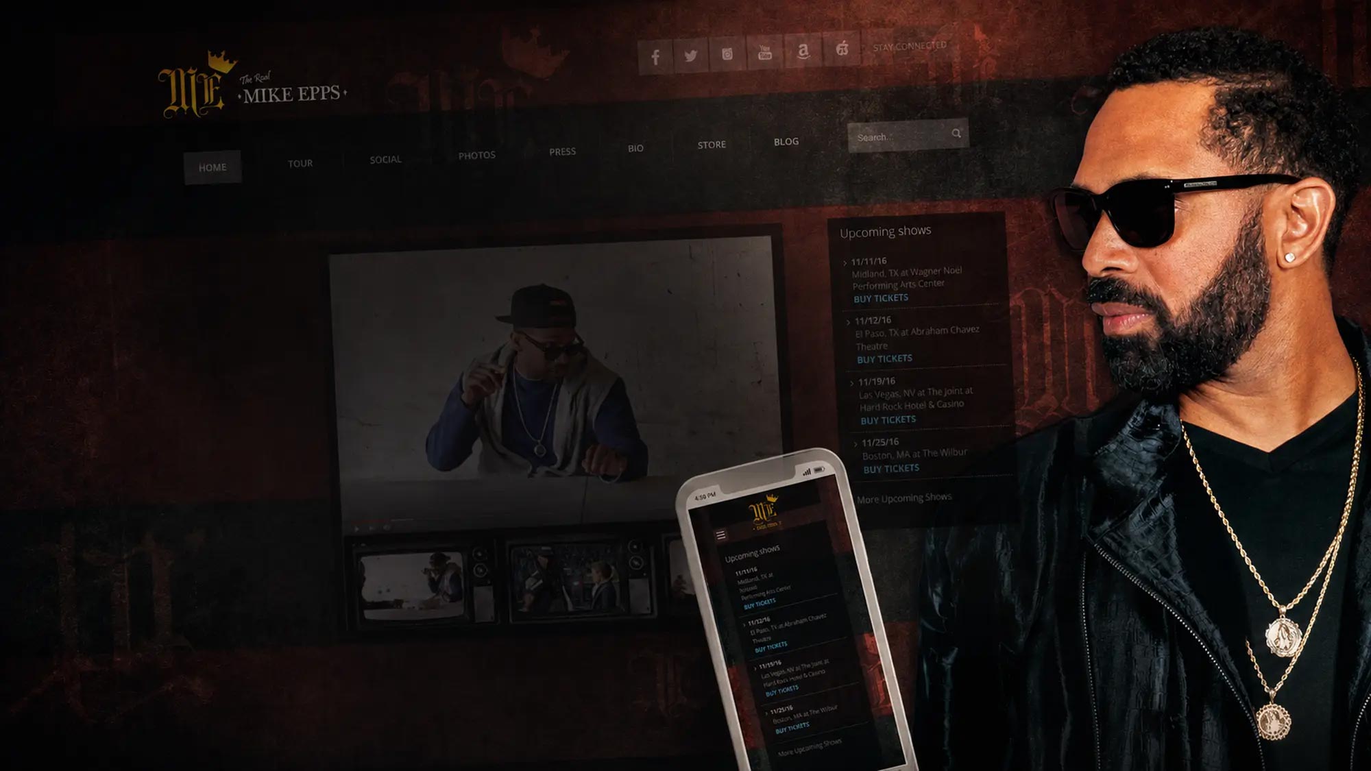 MikeEpps.com branded entertainment portal designed and developed by James Robertson.