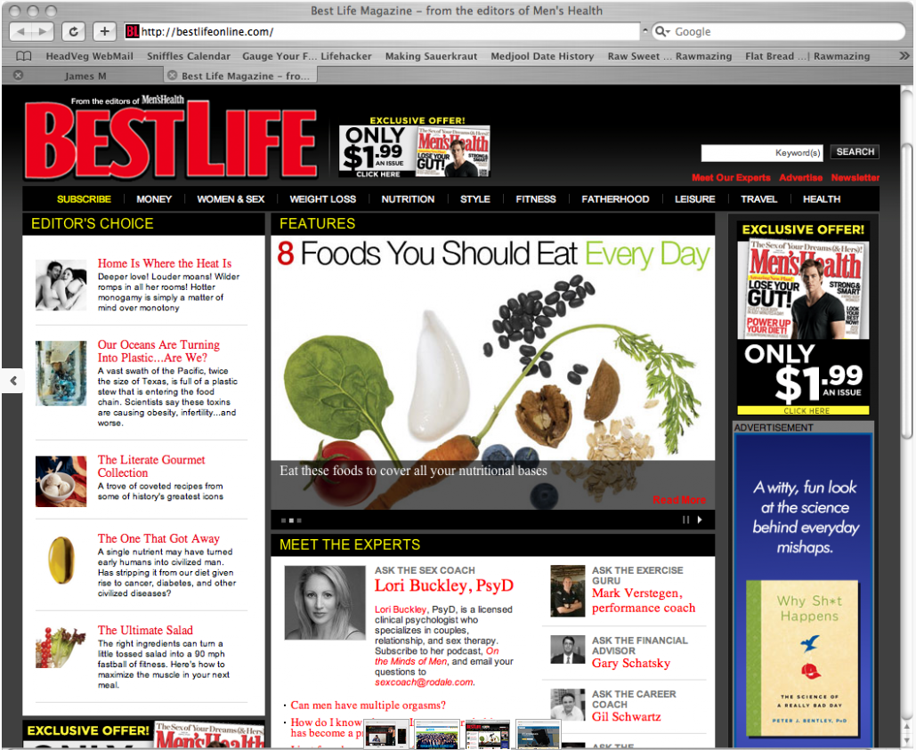 Archived Best Life website designed as an editorial, expert-content and subscription destination.