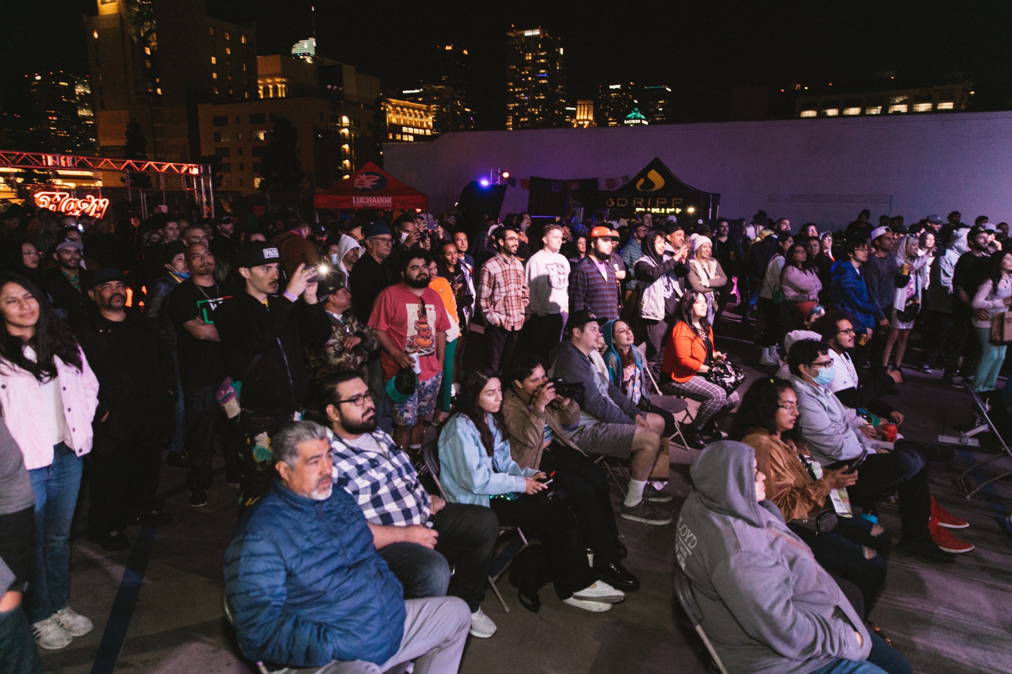 Mota Mania audience gathered in the parking structure. Photo: Hazy.