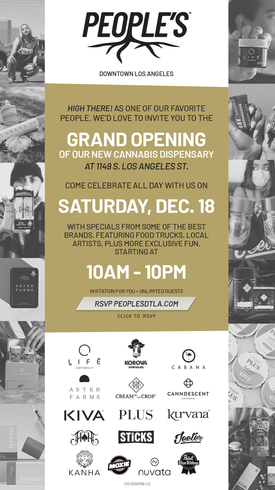People’s DTLA digital grand opening invitation with product imagery, partner logos and RSVP call to action.